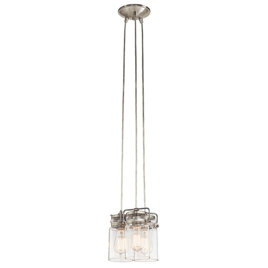 Kichler 42869NI Fixture Brinley(TM) 7.75in. 3 light pendant features a