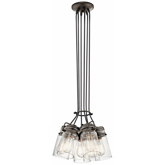 Kichler 42877OZ Fixture Brinley(TM) 7.75in. 6 light pendant features a