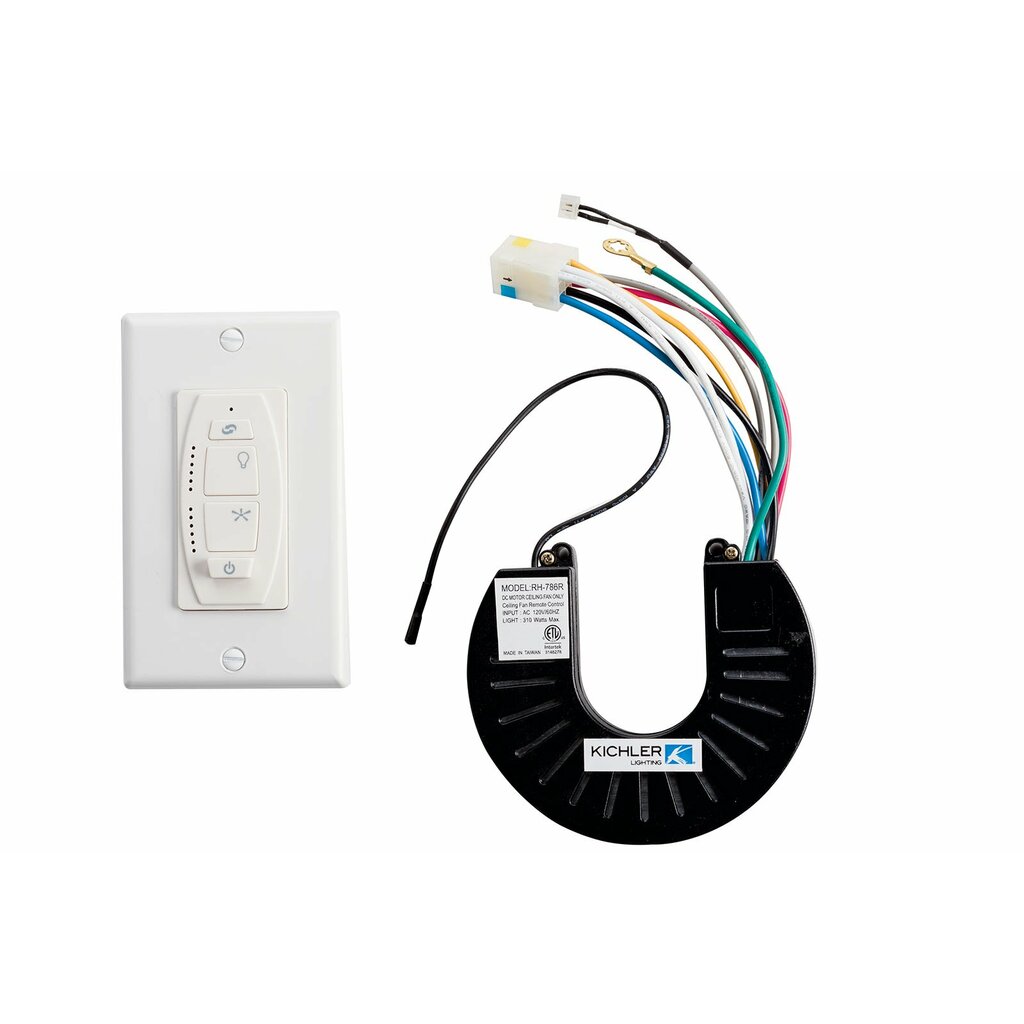 Kichler 370036WHTR A 6 speed DC wall control transmitter. White