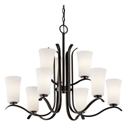 Kichler 43075OZ Fixture This 9 light 2 tier chandelier from the
