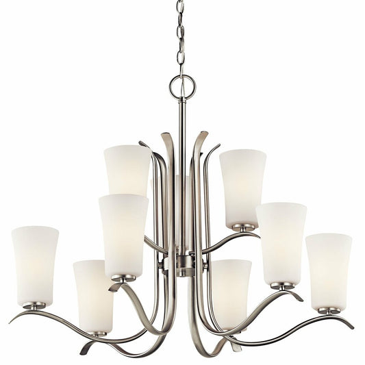 Kichler 43075NI Fixture This 9 light 2 tier chandelier from the