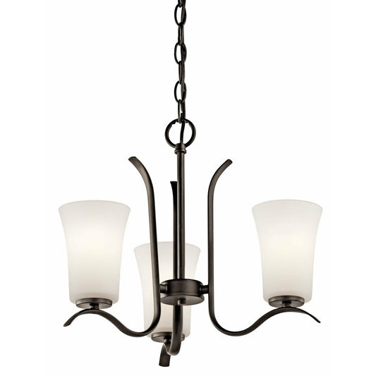 Kichler 43073OZ Fixture This 3 light mini chandelier from the