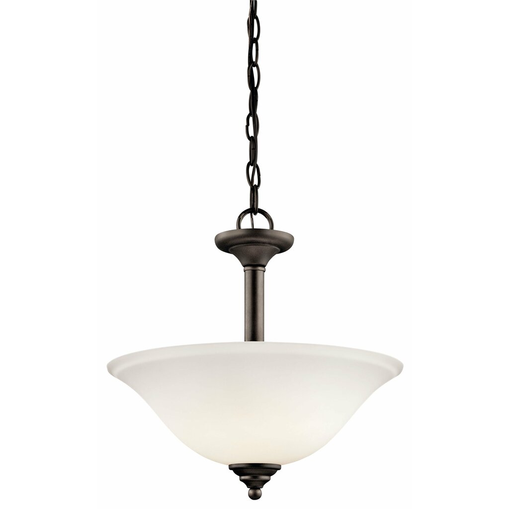 Kichler 3694OZW Fixture This 2 light semi flush inverted pendant from