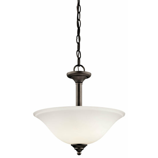 Kichler 3694OZW Fixture This 2 light semi flush inverted pendant from