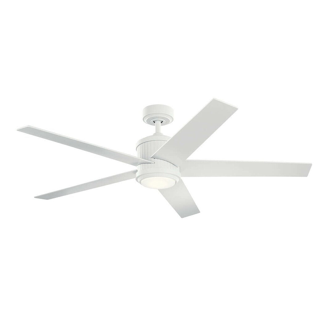 Kichler 300044MWH LED Fixture Brahm 56 inch Ceiling Fan features 5