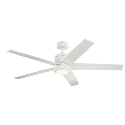 Kichler 300044MWH LED Fixture Brahm 56 inch Ceiling Fan features 5