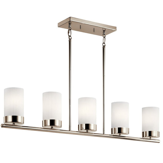 Kichler 52430PN Fixture Ciona 5 light linear chandelier captures