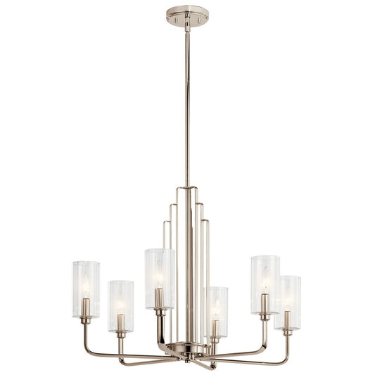 Kichler 52411PN Fixture The Kimrose 6 light chandelier is an Art Deco