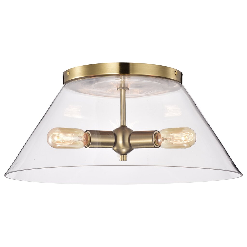 Satco 60-7422 Flush Mount Fixture Dover; 3 Light; Large Vintage Brass