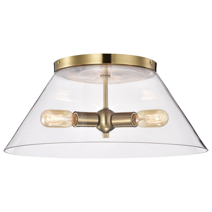 Satco 60-7422 Flush Mount Fixture Dover; 3 Light; Large Vintage Brass