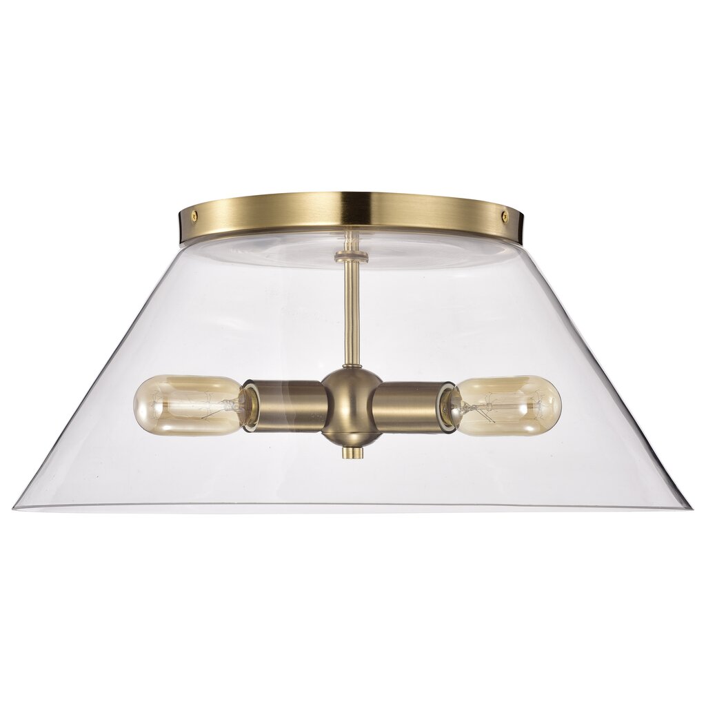 Satco 60-7422 Flush Mount Fixture Dover; 3 Light; Large Vintage Brass