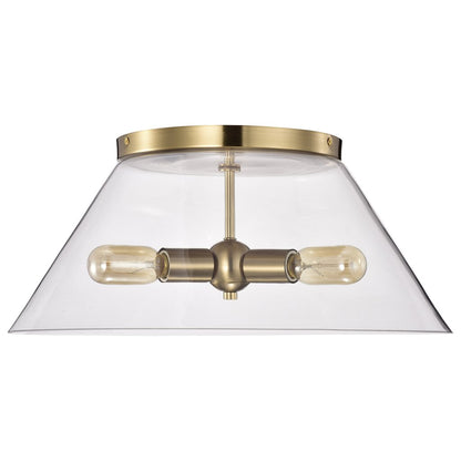 Satco 60-7422 Flush Mount Fixture Dover; 3 Light; Large Vintage Brass