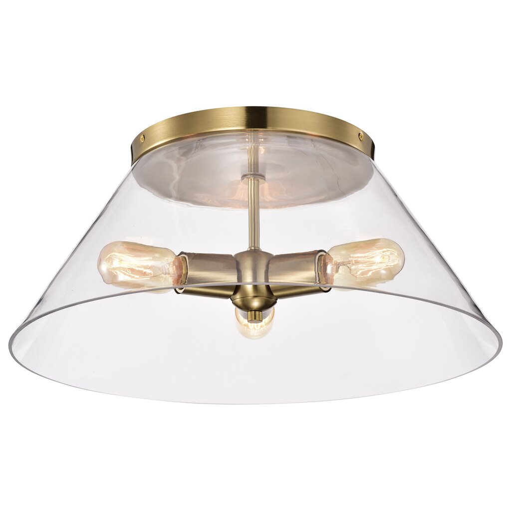 Satco 60-7422 Flush Mount Fixture Dover; 3 Light; Large Vintage Brass