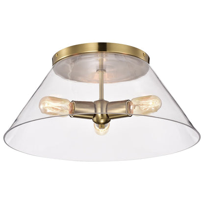 Satco 60-7422 Flush Mount Fixture Dover; 3 Light; Large Vintage Brass