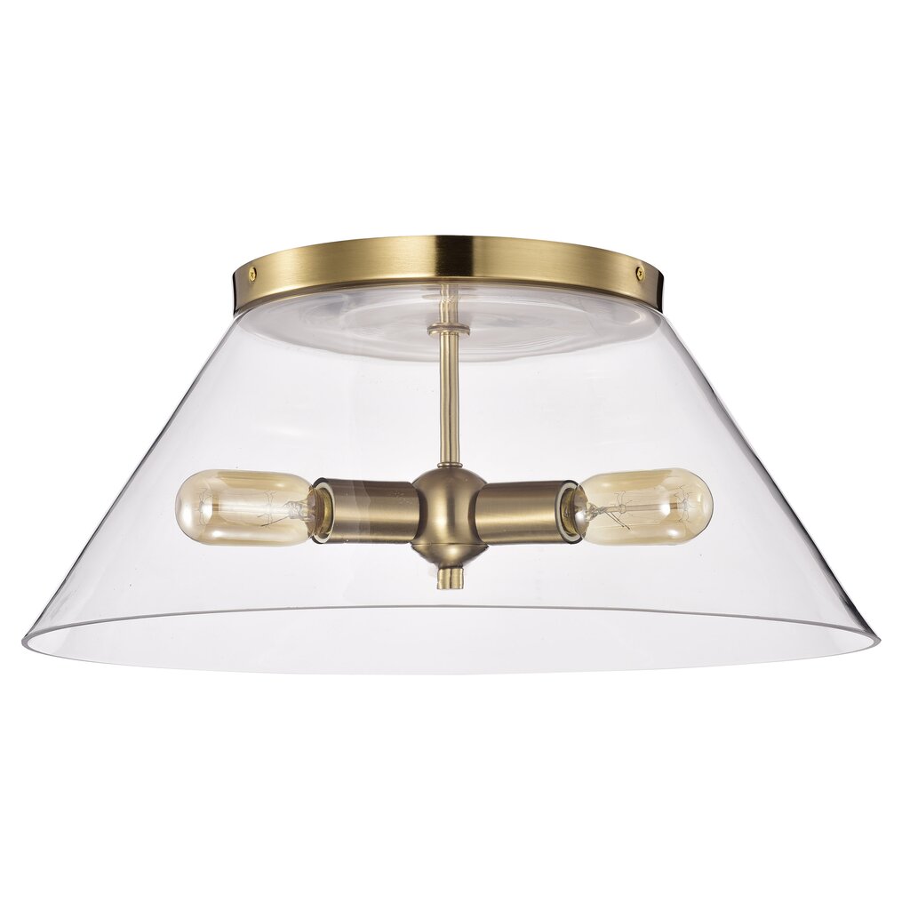 Satco 60-7422 Flush Mount Fixture Dover; 3 Light; Large Vintage Brass