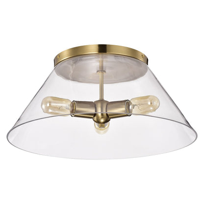 Satco 60-7422 Flush Mount Fixture Dover; 3 Light; Large Vintage Brass