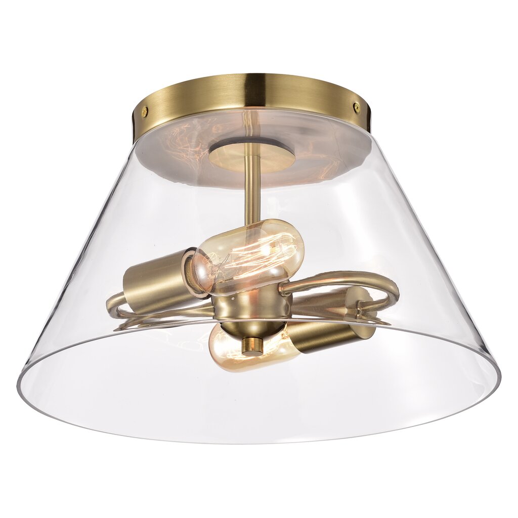Satco 60-7419 Flush Mount Fixture Dover; 3 Light; Small Vintage Brass