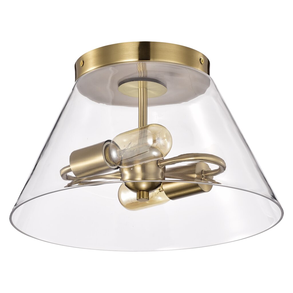 Satco 60-7419 Flush Mount Fixture Dover; 3 Light; Small Vintage Brass