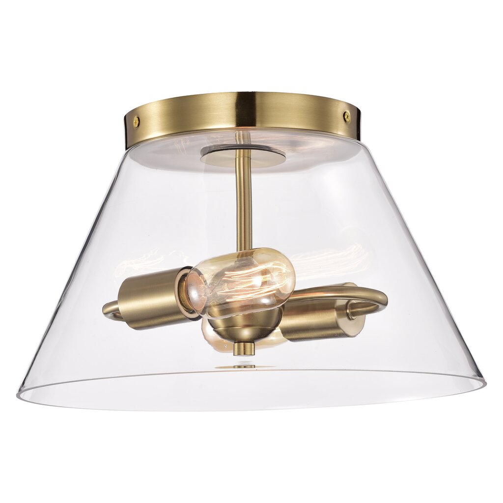 Satco 60-7419 Flush Mount Fixture Dover; 3 Light; Small Vintage Brass