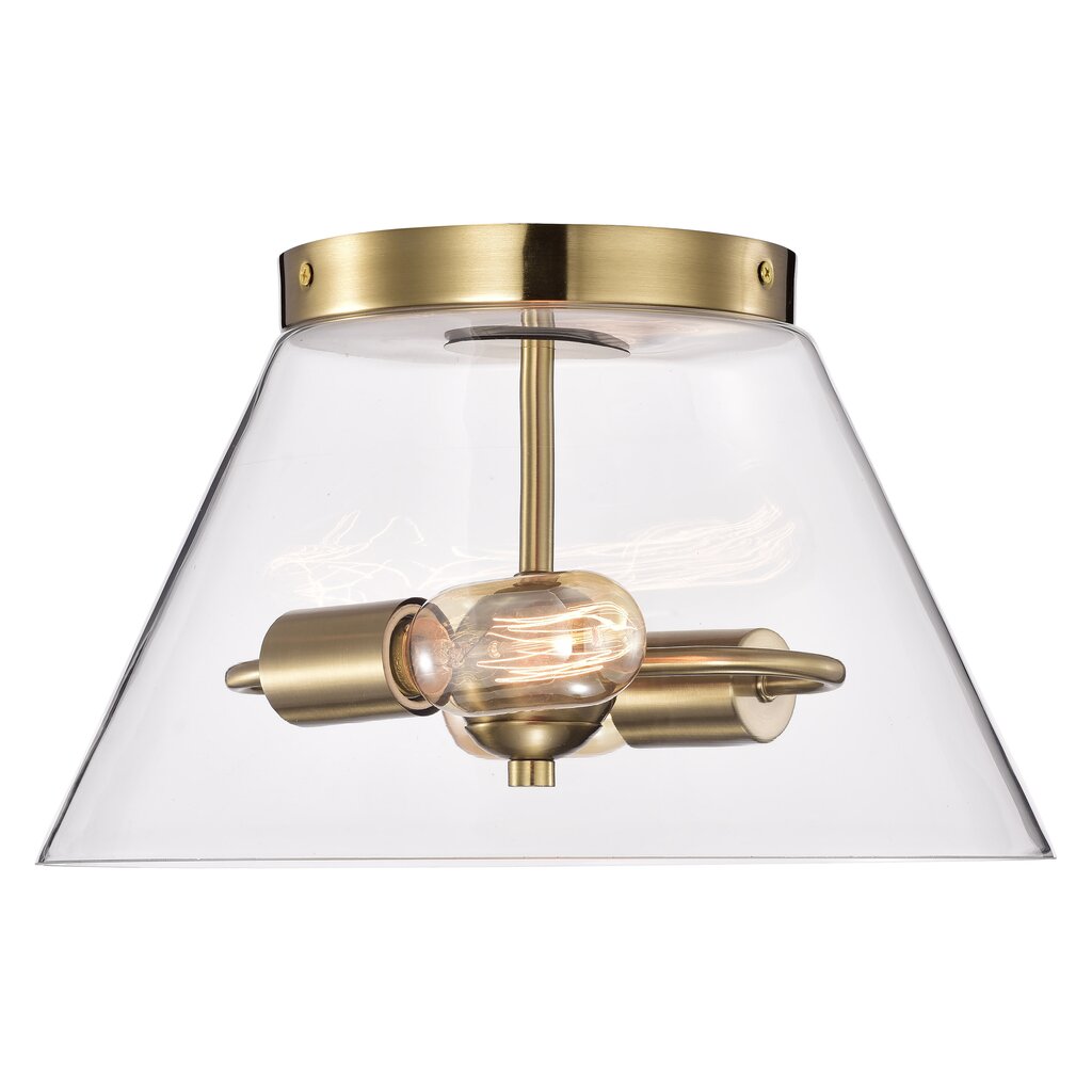 Satco 60-7419 Flush Mount Fixture Dover; 3 Light; Small Vintage Brass