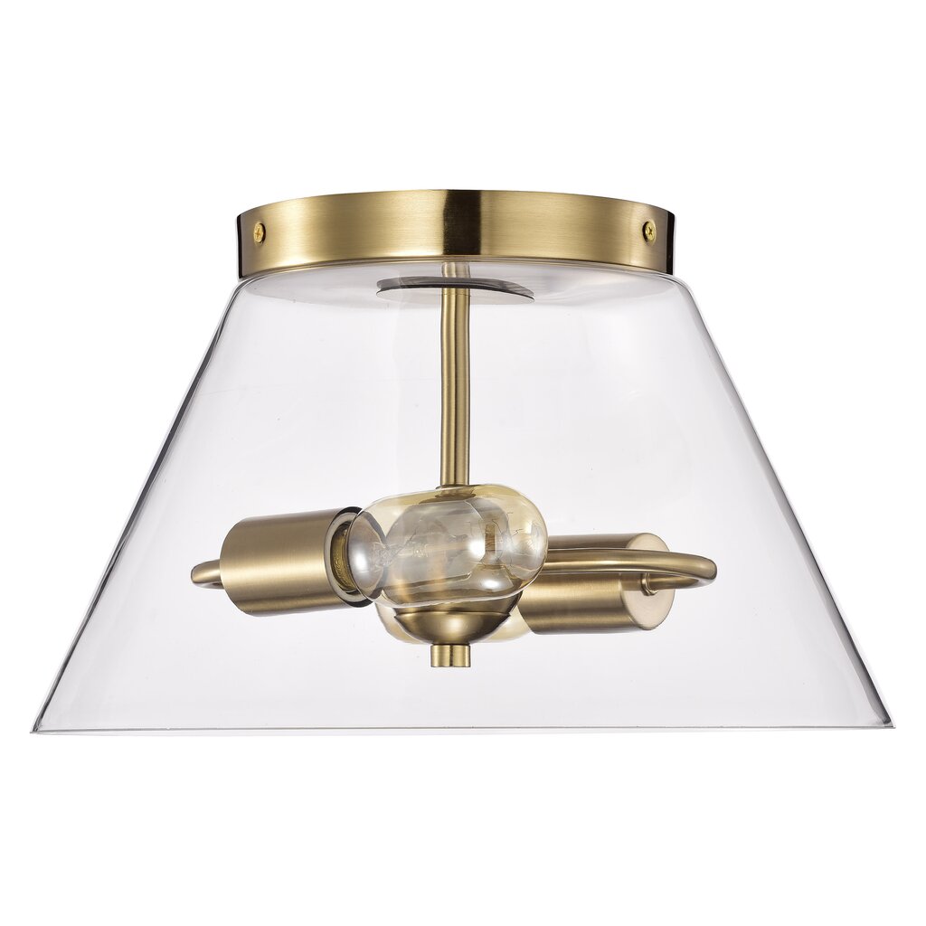 Satco 60-7419 Flush Mount Fixture Dover; 3 Light; Small Vintage Brass