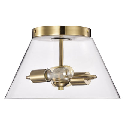 Satco 60-7419 Flush Mount Fixture Dover; 3 Light; Small Vintage Brass