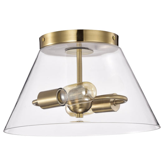 Satco 60-7419 Flush Mount Fixture Dover; 3 Light; Small Vintage Brass