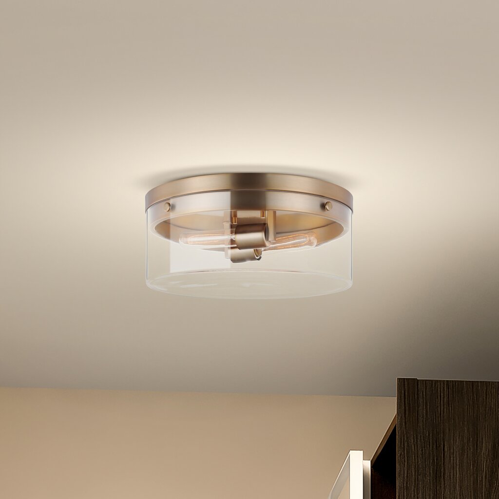 Satco 60-7536 Flush Mount Fixture Intersection; Small Burnished Brass