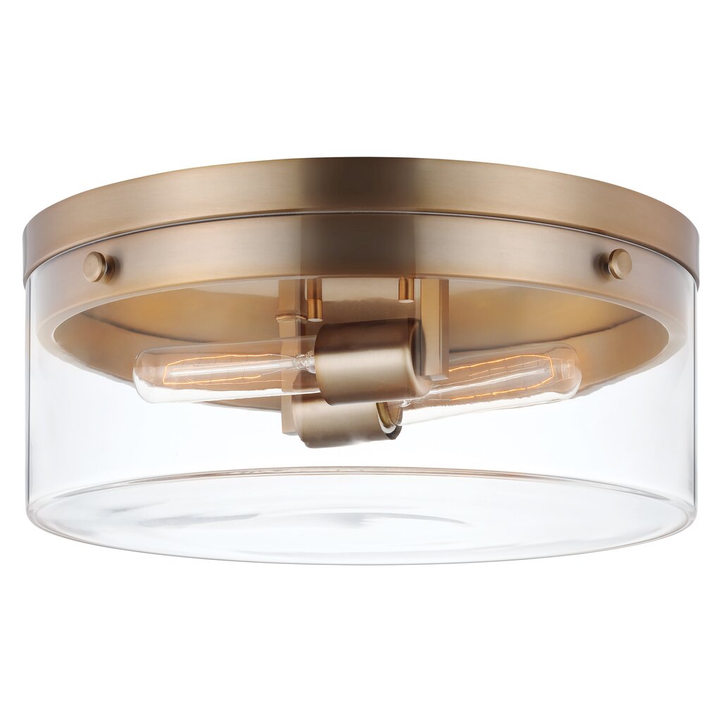 Satco 60-7536 Flush Mount Fixture Intersection; Small Burnished Brass