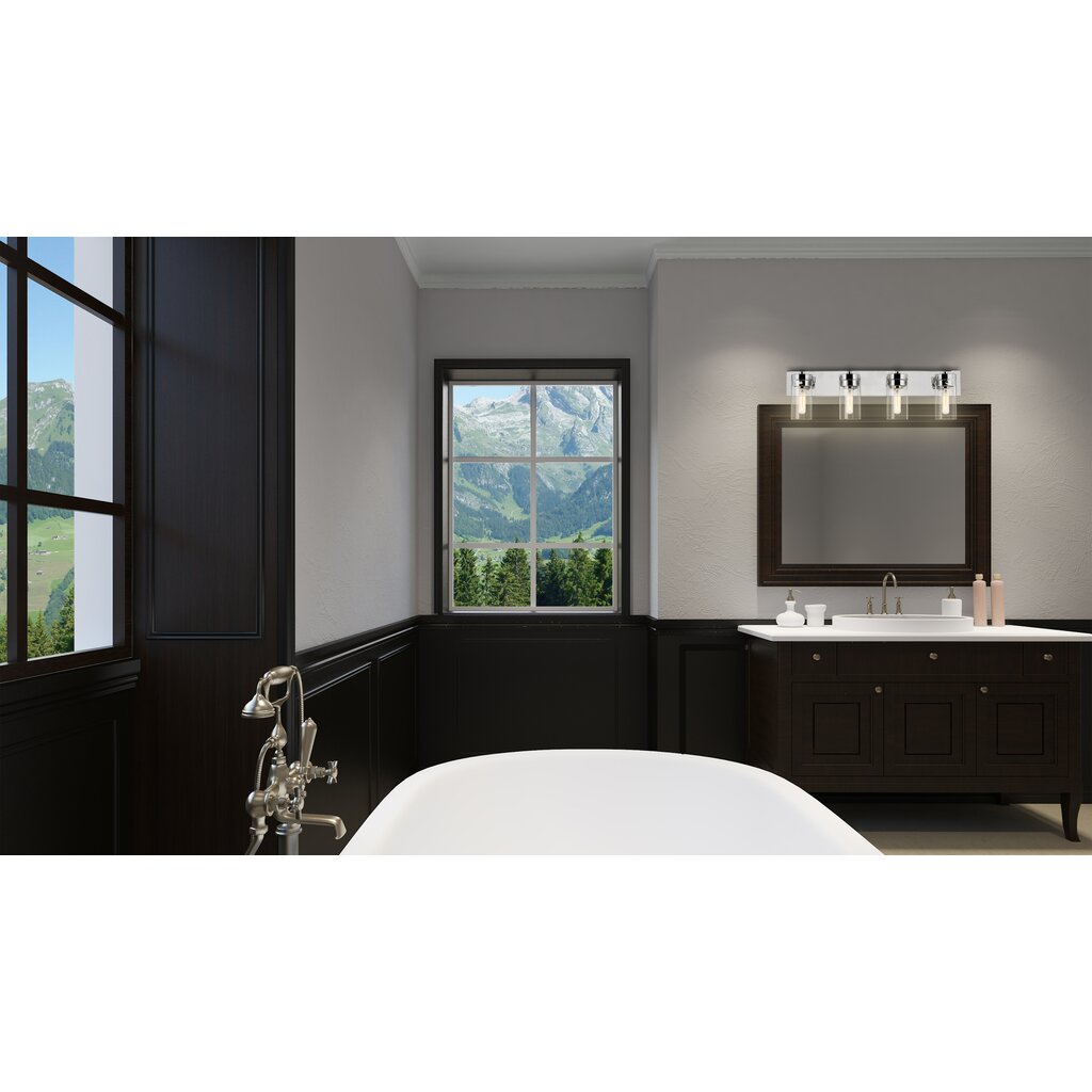 Satco 60-7634 Vanity Fixture Intersection; 4 Light; Polished Nickel
