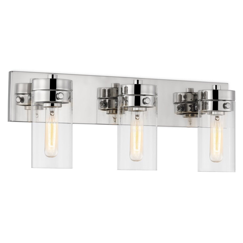 Satco 60-7633 Vanity Fixture Intersection; 3 Light; Polished Nickel