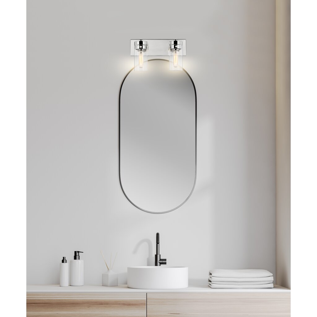 Satco 60-7632 Vanity Fixture Intersection; 2 Light; Polished Nickel