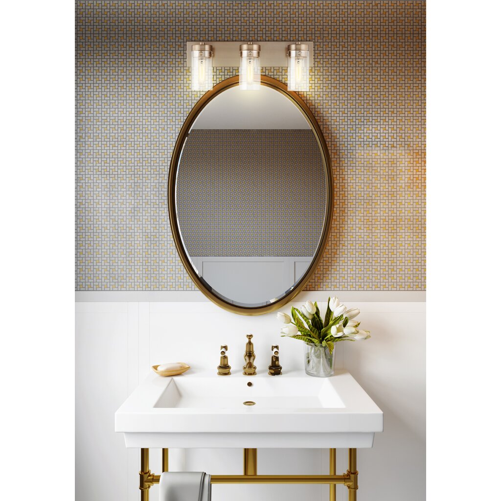 Satco 60-7533 Vanity Fixture Intersection; 3 Light; Burnished Brass