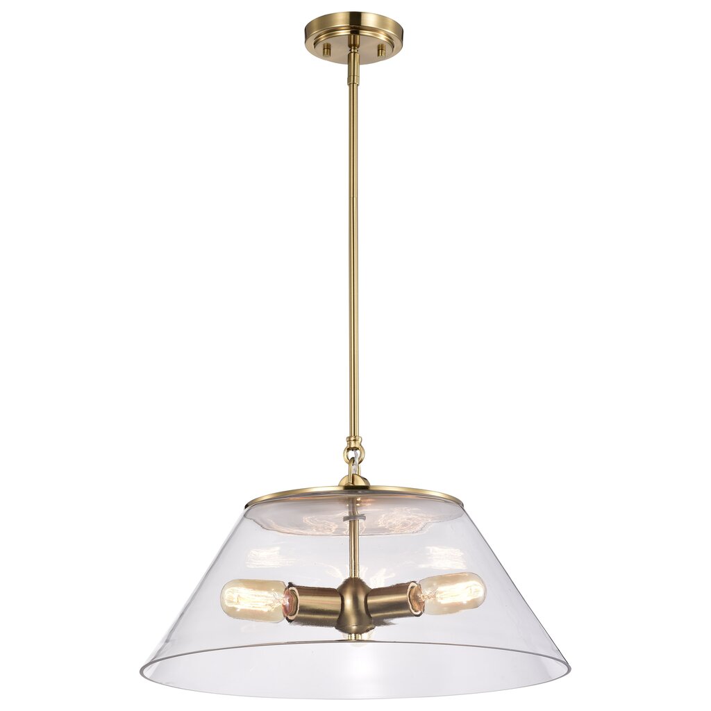 Satco 60-7416 Pendant Fixture Dover; 3 Light; Large Vintage Brass with