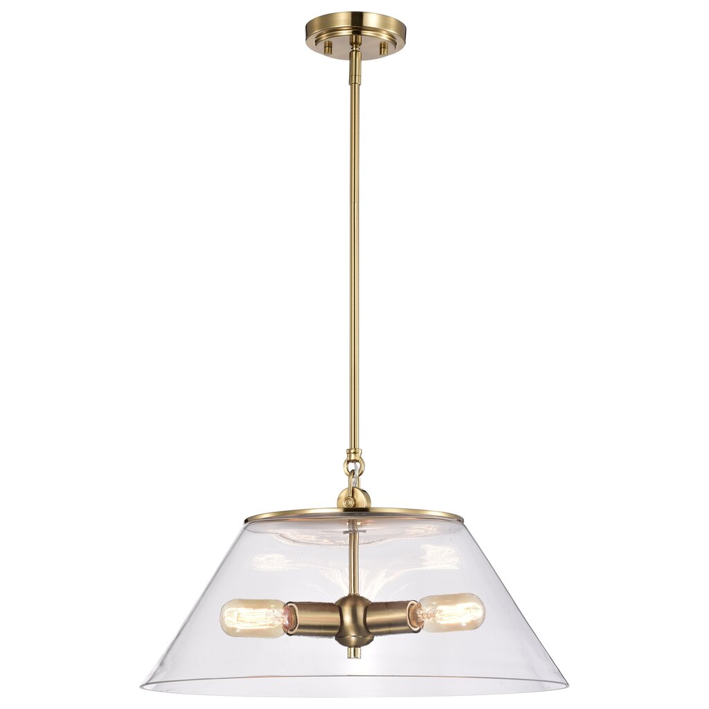Satco 60-7416 Pendant Fixture Dover; 3 Light; Large Vintage Brass with
