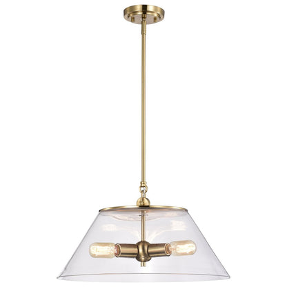 Satco 60-7416 Pendant Fixture Dover; 3 Light; Large Vintage Brass with