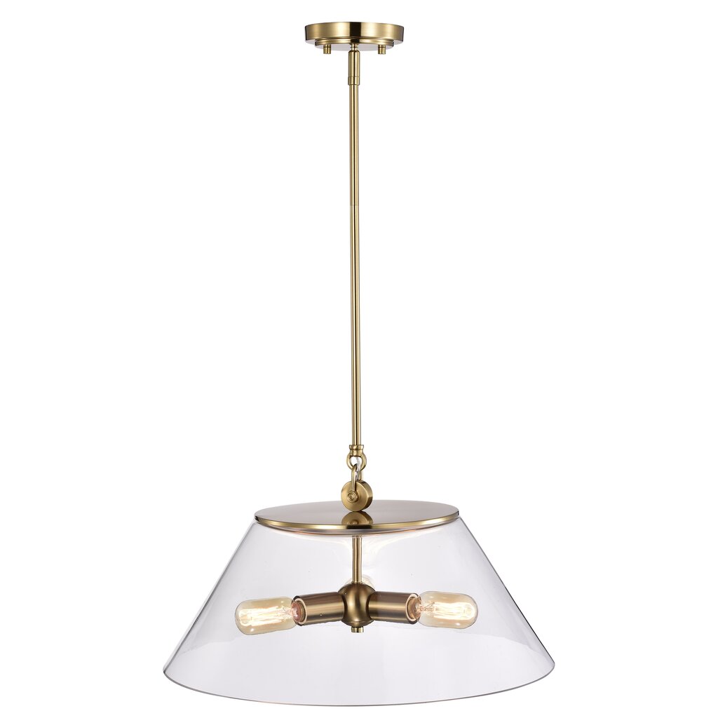 Satco 60-7416 Pendant Fixture Dover; 3 Light; Large Vintage Brass with