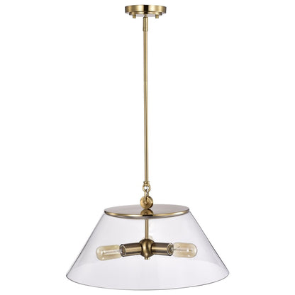 Satco 60-7416 Pendant Fixture Dover; 3 Light; Large Vintage Brass with