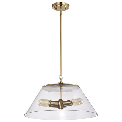 Satco 60-7416 Pendant Fixture Dover; 3 Light; Large Vintage Brass with