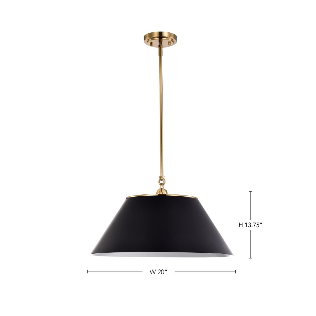 Satco 60-7414 Pendant Fixture Dover; 3 Light; Large Black with Vintage