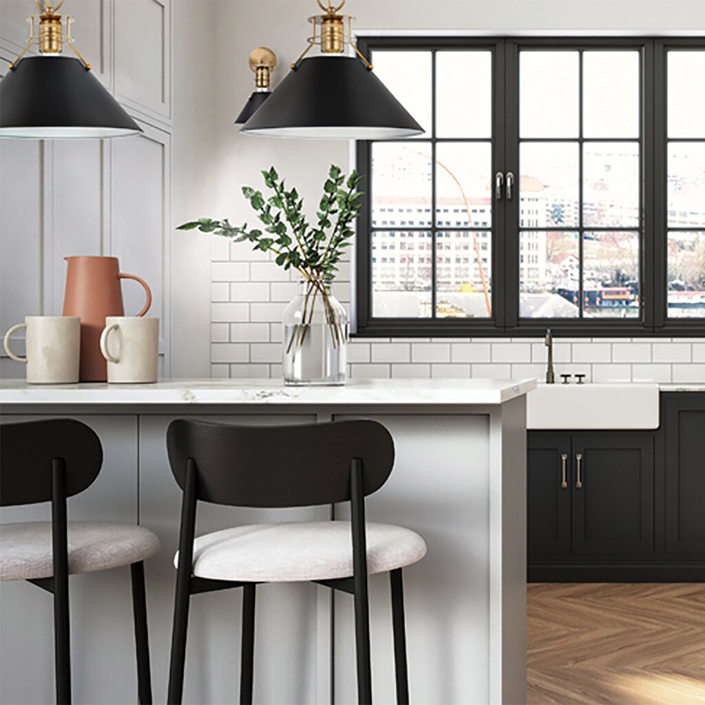 Satco 60-7525 Pendant Fixture Outpost; 1 Light; Large Matte Black with