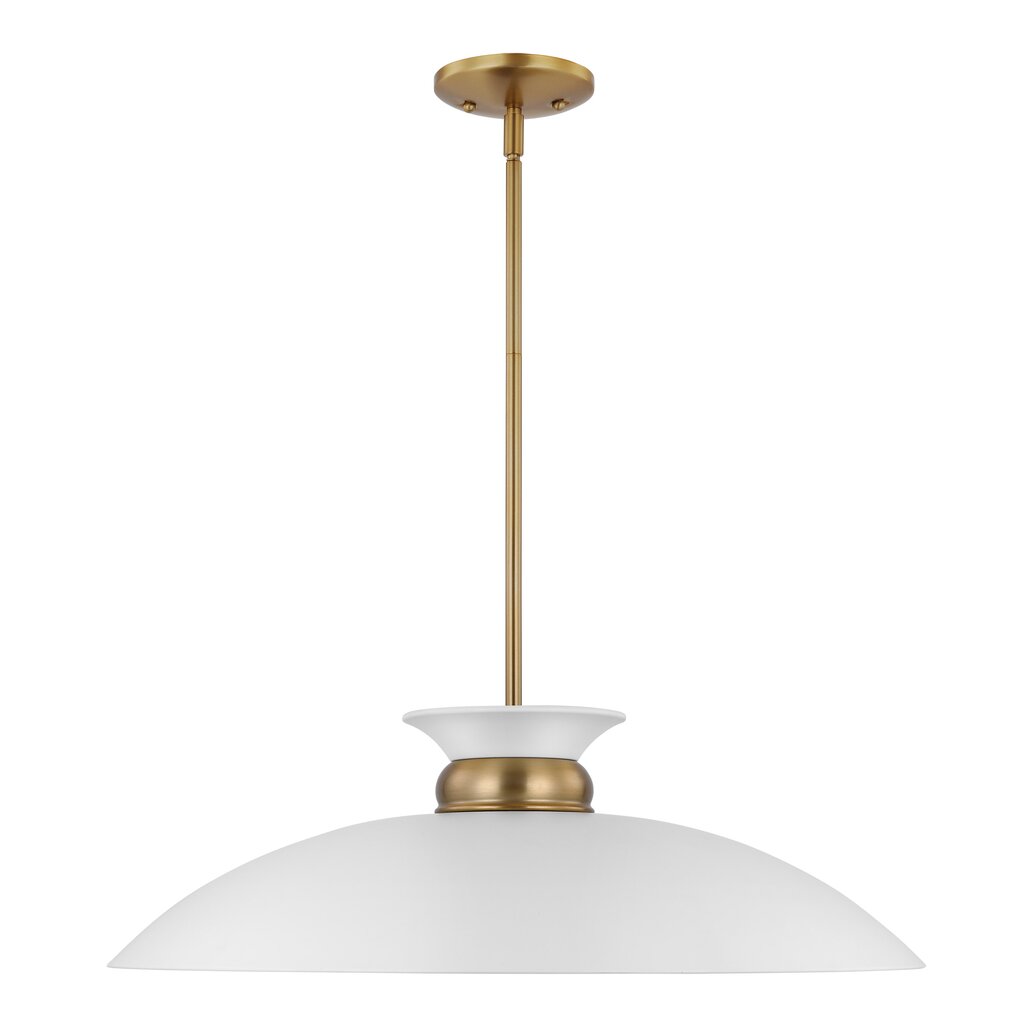 Satco 60-7465 Pendant Fixture Perkins; 1 Light; Large Matte White with
