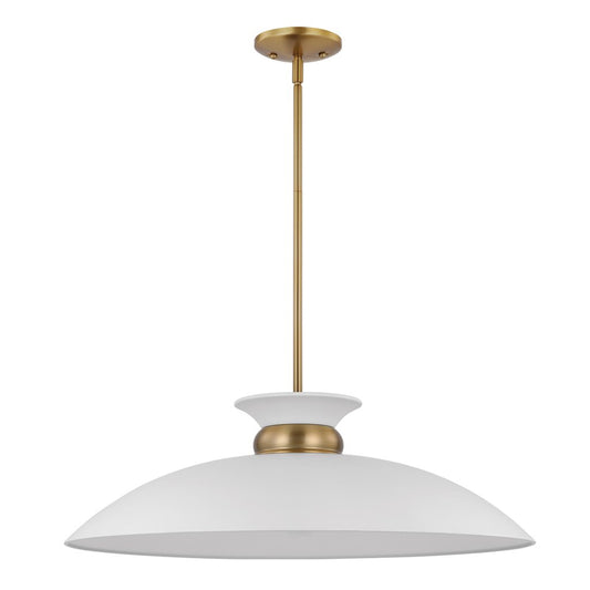 Satco 60-7465 Pendant Fixture Perkins; 1 Light; Large Matte White with