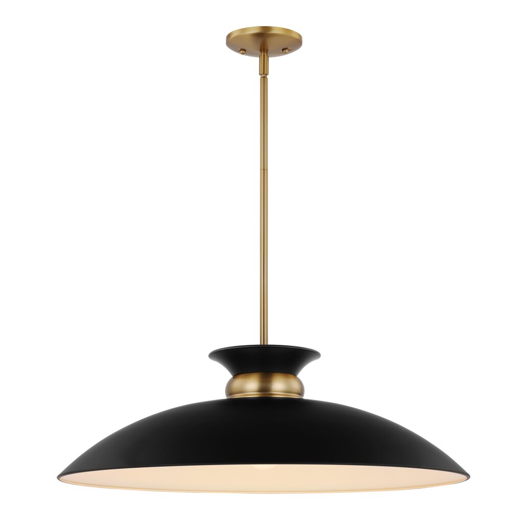 Satco 60-7462 Pendant Fixture Perkins; 1 Light; Large Matte Black with