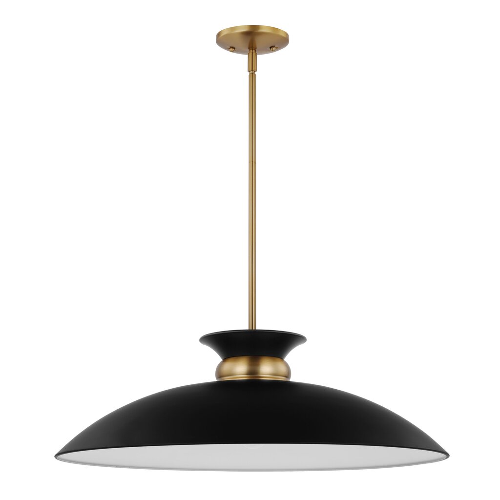 Satco 60-7462 Pendant Fixture Perkins; 1 Light; Large Matte Black with