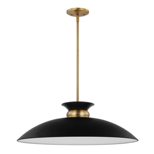 Satco 60-7462 Pendant Fixture Perkins; 1 Light; Large Matte Black with