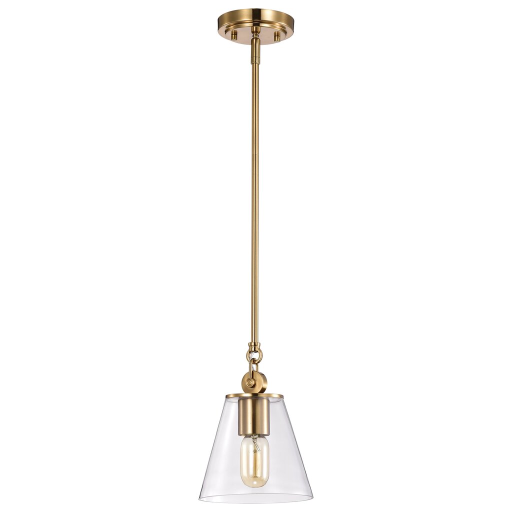 Satco 60-7410 Pendant Fixture Dover; 1 Light; Small Vintage Brass with