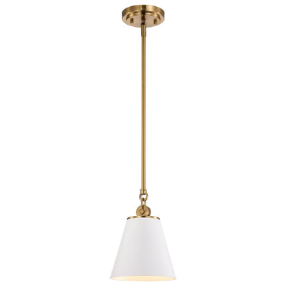 Satco 60-7409 Pendant Fixture Dover; 1 Light; Small White with Vintage