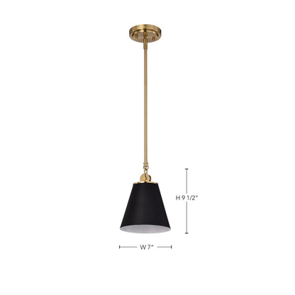 Satco 60-7408 Pendant Fixture Dover; 1 Light; Small Black with Vintage
