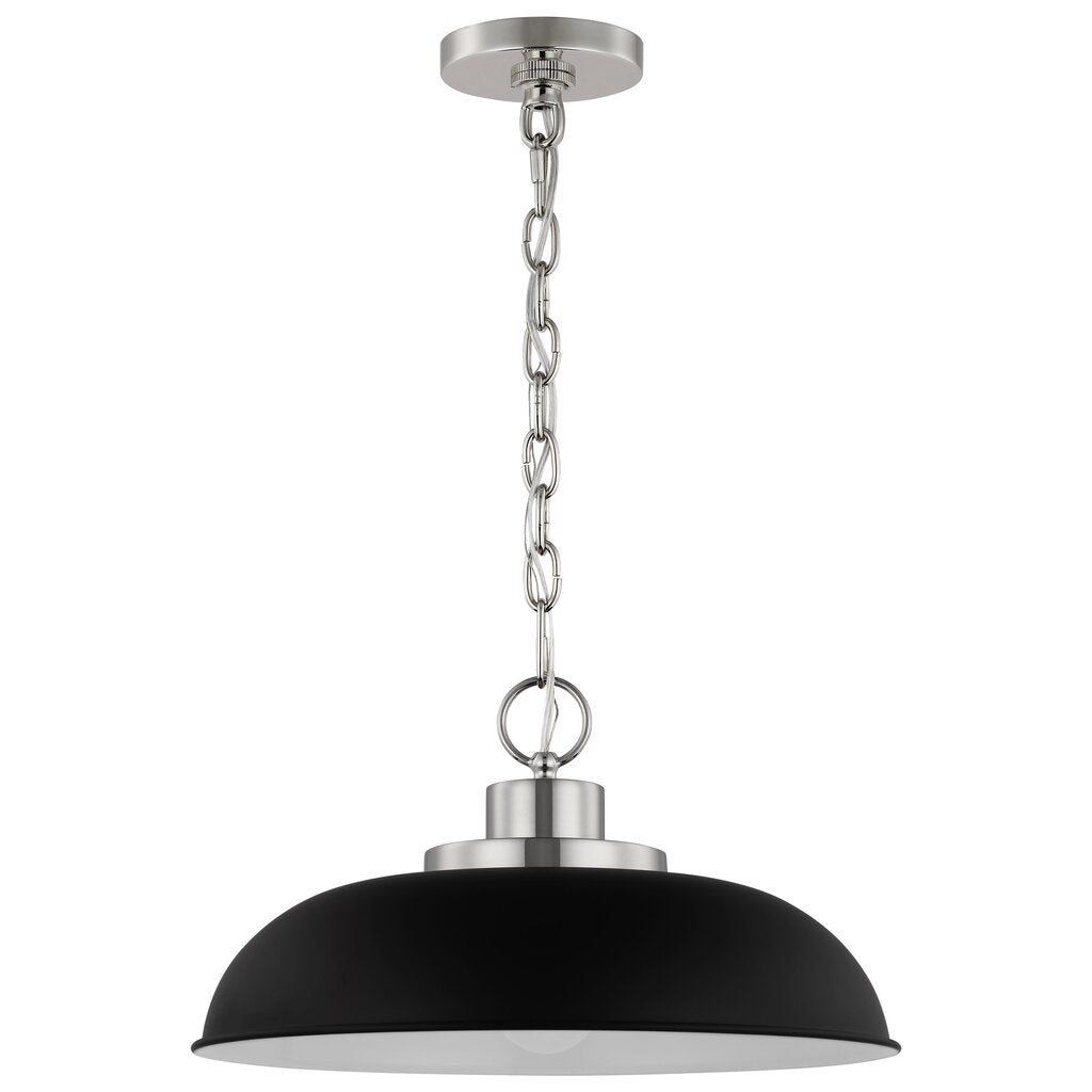 Satco 60-7482 Pendant Fixture Colony; 1 Light; Small Matte Black with